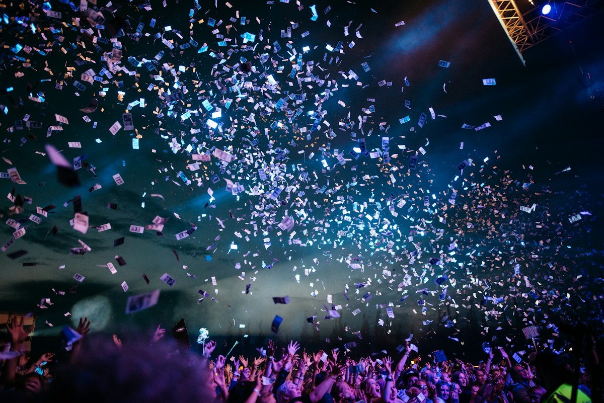 Busy night-time venue and event atmosphere